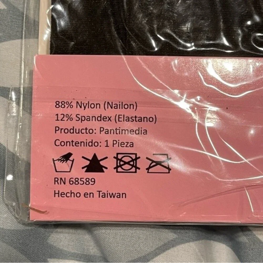 NWT Angelina Black Monster Faux Thigh-High Pantyhose One Size